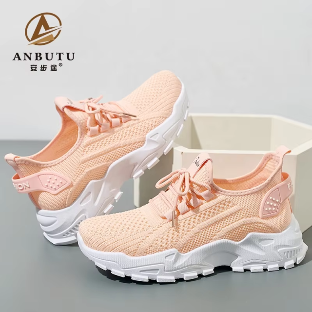 BAIRUILUN Wholesale Customized Stretch Knit Women's Casual Shoes Non-Slip Tennis Sneakers Breathable Walking Athletic