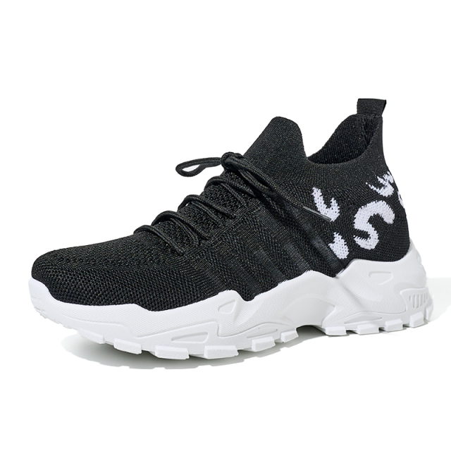 BAIRUILUN Own Brand Knit Running Shoes Women's Breathable Walking Shoes Mesh Non Slip Gym Sports Casual Fashion Sneakers