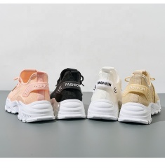 BAIRUILUN Wholesale Customized Stretch Knit Women's Casual Shoes Non-Slip Tennis Sneakers Breathable Walking Athletic