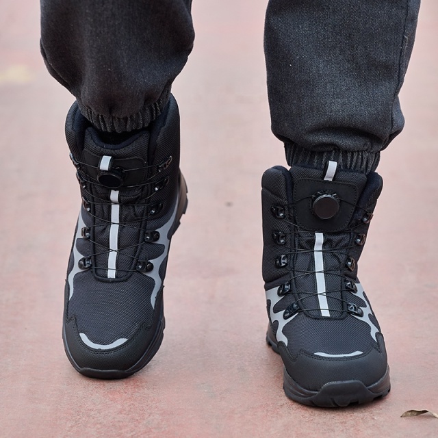 OEM/ODM Men's All-Terrain Waterproof Ratchet Lacing Snow Boots Lightweight Dial Lacing System Winter Outdoor Ankle Snow Boots