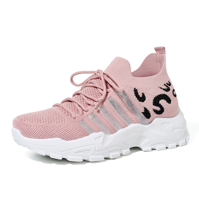 BAIRUILUN Own Brand Knit Running Shoes Women's Breathable Walking Shoes Mesh Non Slip Gym Sports Casual Fashion Sneakers