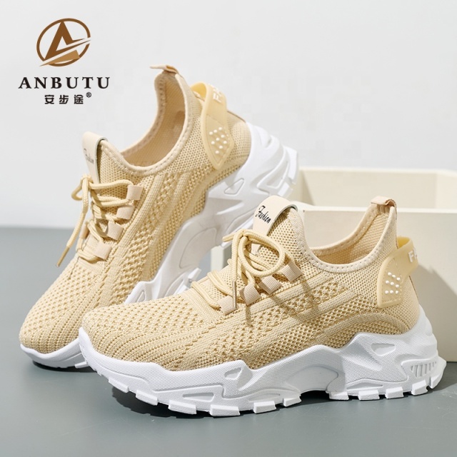 BAIRUILUN Wholesale Customized Stretch Knit Women's Casual Shoes Non-Slip Tennis Sneakers Breathable Walking Athletic