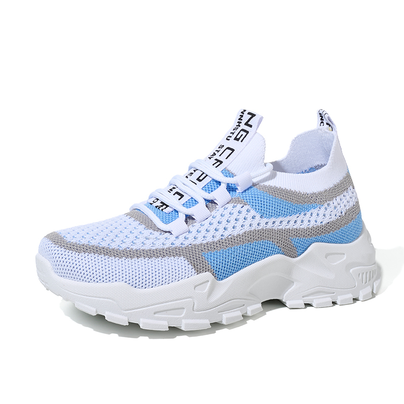 BAIRUILUN Wholesale Women Breathable Knit Walking Shoes Lightweight Mesh Sneakers Gym Shoes Outdoor Lace up Tennis Shoes