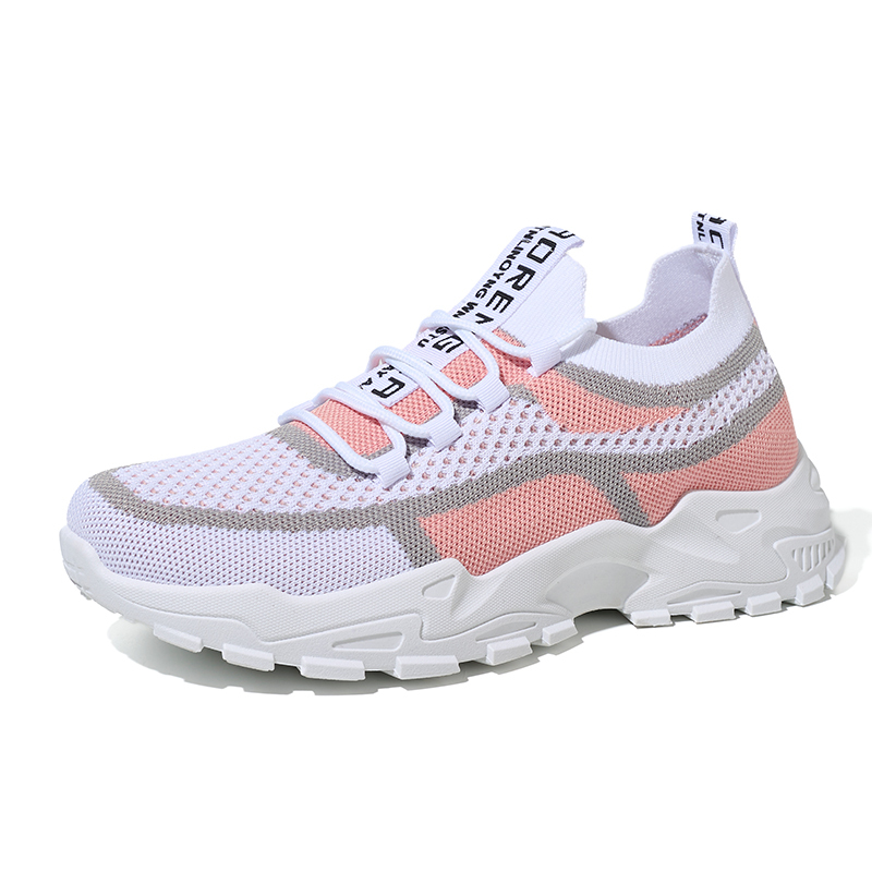 BAIRUILUN Wholesale Women Breathable Knit Walking Shoes Lightweight Mesh Sneakers Gym Shoes Outdoor Lace up Tennis Shoes