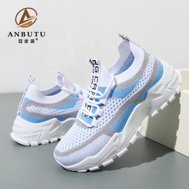 BAIRUILUN Wholesale Women Breathable Knit Walking Shoes Lightweight Mesh Sneakers Gym Shoes Outdoor Lace up Tennis Shoes