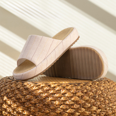 Hot Sale Thick Sole Soft Healthy Linen Slipper for Couples Wholesale Bedroom Women's Linen Slides Slippers