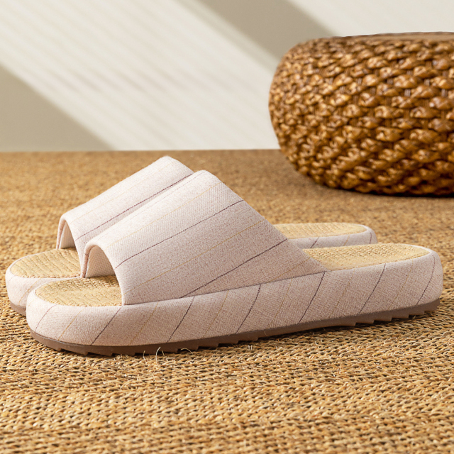 Hot Sale Thick Sole Soft Healthy Linen Slipper for Couples Wholesale Bedroom Women's Linen Slides Slippers