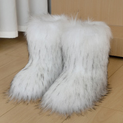 Wholesale Ready to Ship Women's Faux Fur Boots - Mid-Calf Winter Snow Boots with Fox & Raccoon Dog Style Trim