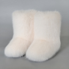 Wholesale Ready to Ship Women's Faux Fur Boots - Mid-Calf Winter Snow Boots with Fox & Raccoon Dog Style Trim