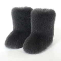 Wholesale Ready to Ship Women's Faux Fur Boots - Mid-Calf Winter Snow Boots with Fox & Raccoon Dog Style Trim