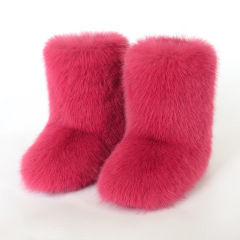 Wholesale Ready to Ship Women's Faux Fur Boots - Mid-Calf Winter Snow Boots with Fox & Raccoon Dog Style Trim