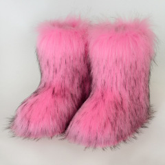 Wholesale Ready to Ship Women's Faux Fur Boots - Mid-Calf Winter Snow Boots with Fox & Raccoon Dog Style Trim