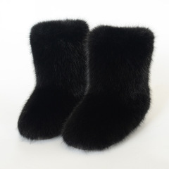 Wholesale Ready to Ship Women's Faux Fur Boots - Mid-Calf Winter Snow Boots with Fox & Raccoon Dog Style Trim