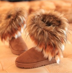 Women's Mid-Cuff Snow Boots - Faux Fox Fur Trimmed Winter Booties for Wholesale | Cross-Border Thermal Boots