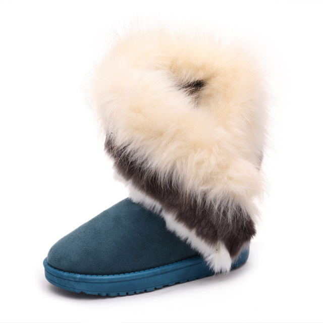 Women's Mid-Cuff Snow Boots - Faux Fox Fur Trimmed Winter Booties for Wholesale | Cross-Border Thermal Boots