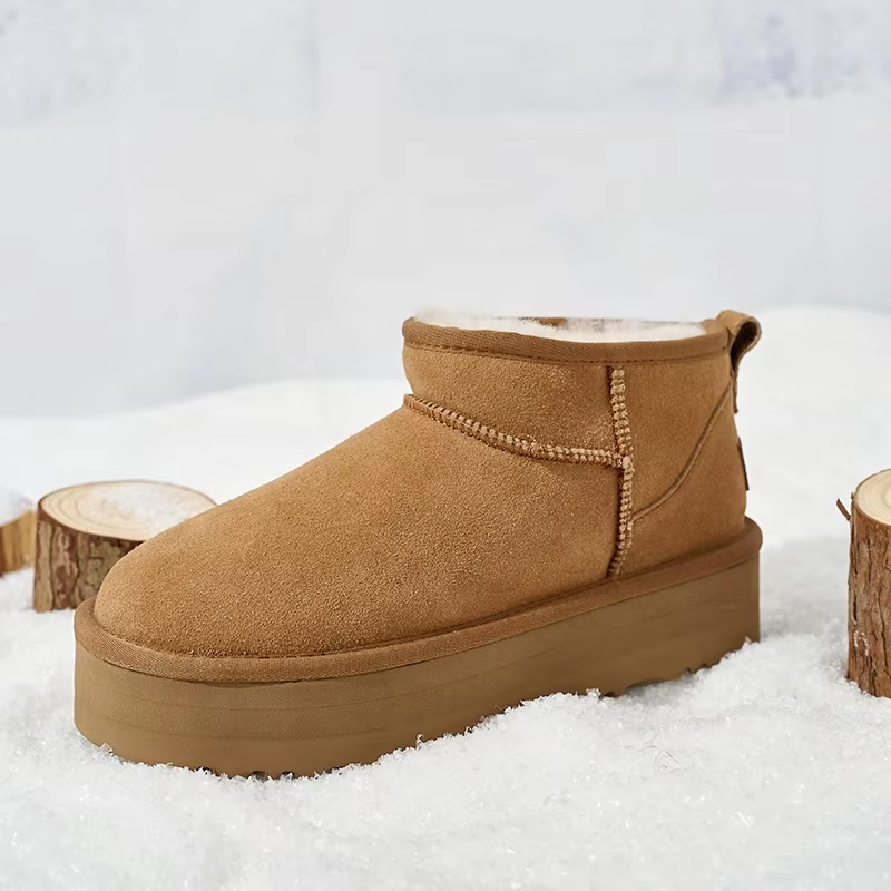 Women Winter Ultra Mini Boot Designer Australian Platform Boots for Leather Warm Ankle Fur Booties Luxury Boots Round Toe