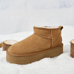 Women Winter Ultra Mini Boot Designer Australian Platform Boots for Leather Warm Ankle Fur Booties Luxury Boots Round Toe