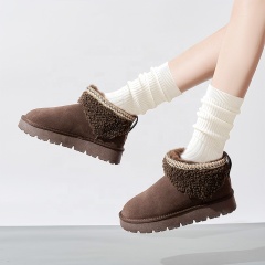 Womens Winter Boots Fur Snow Boots Fuzzy Warm Platform Short Booties Suede Fur Lining slip on Cuff Ankle Boots