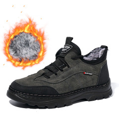 Wholesale Large Size Pu Leather Men's Winter Shoes Customizable Drop Plastic Label Rex Rabbit Hair Winter Warm Shoes Sneakers