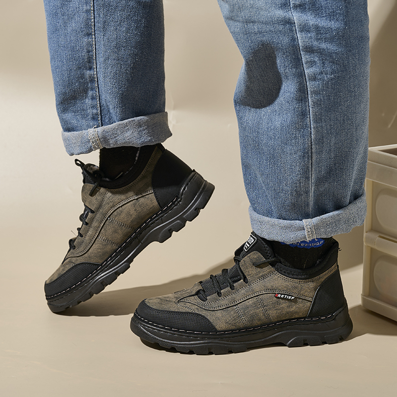 Wholesale Large Size Pu Leather Men's Winter Shoes Customizable Drop Plastic Label Rex Rabbit Hair Winter Warm Shoes Sneakers