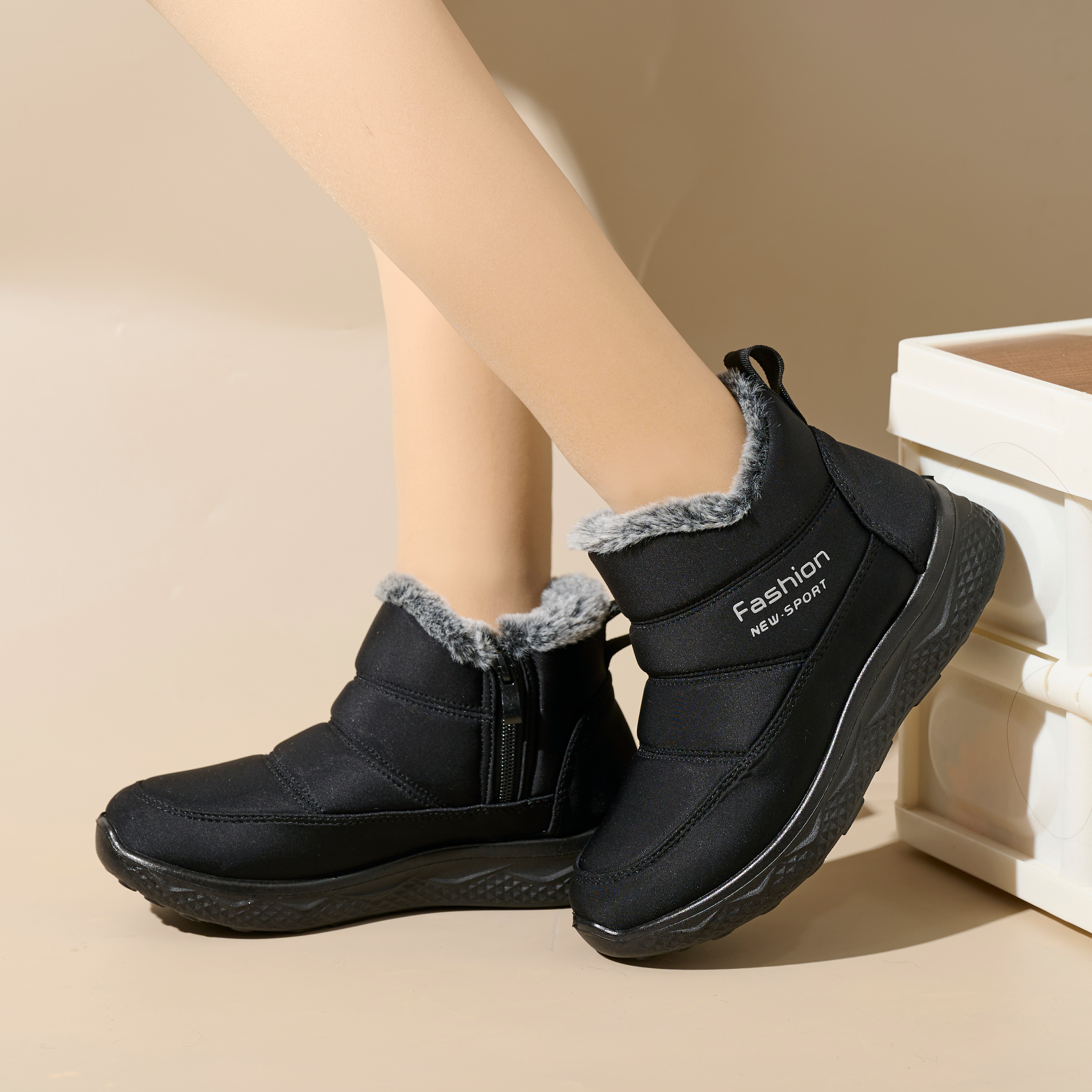 Winter Fashion High Quality Outdoor Cotton Shoes Umbrella Cloth Thickened Non-slip Warm Women's Snow Boots