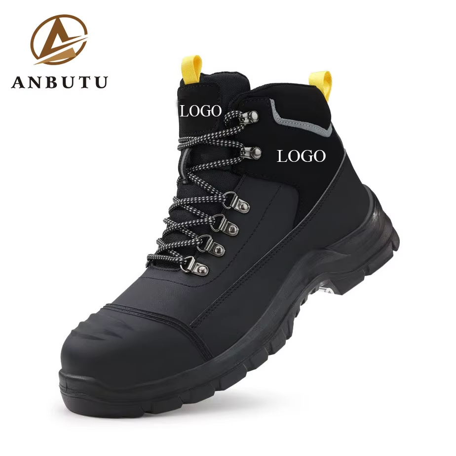 2025 New Men's Leather Upper Construction Site Work Shoes, Puncture-resistant Men's High-quality Mid-to-high-top Safety Shoes