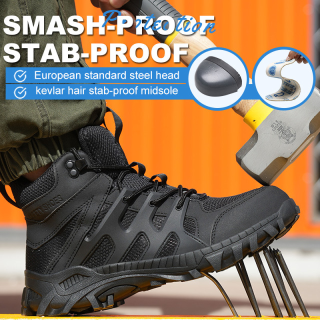 New Men's Comfortable Work Shoes, Puncture-resistant and Windproof Men's Construction Site Safety Shoes