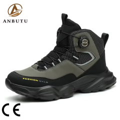 Stock of Anti-smash Middle Help Work Shoes Anti-stab Non-slip Steel Head Men's Work Safety Shoes