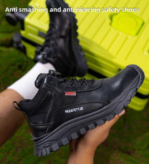 New Men's Durable Work Shoes With Anti-crush Leather Surface, Ce Certified Safety Shoes for Men