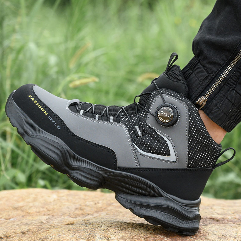 Stock of Anti-smash Middle Help Work Shoes Anti-stab Non-slip Steel Head Men's Work Safety Shoes