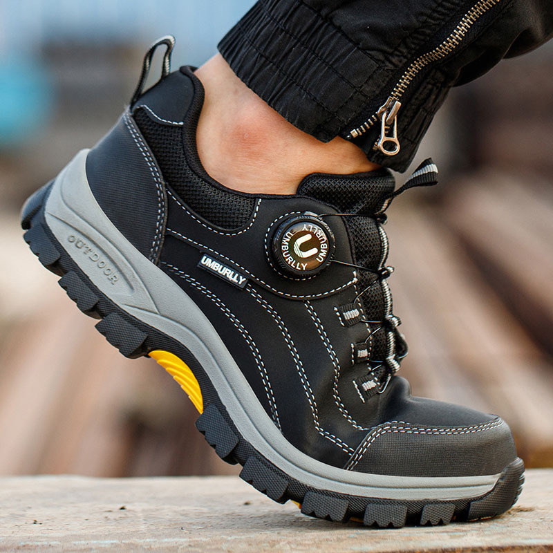 The Manufacturer Wholesales Microfiber Leather Upper Rubber-soled Work Shoes and Men's Safety Protective Shoes