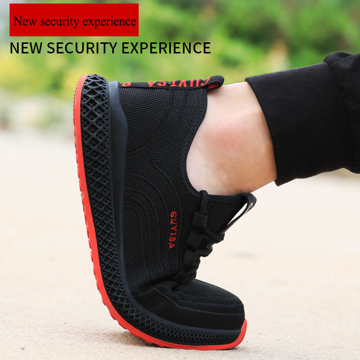 Factory Wholesale Men's Summer Anti-drop and Anti-puncture Light Steel Toe Rubber Sole Work Safety Shoes