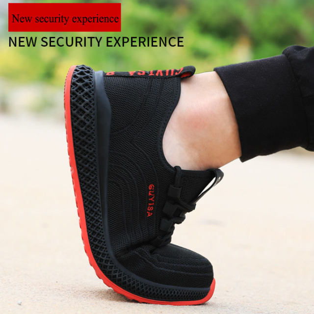 Factory Wholesale Men's Summer Anti-drop and Anti-puncture Light Steel Toe Rubber Sole Work Safety Shoes