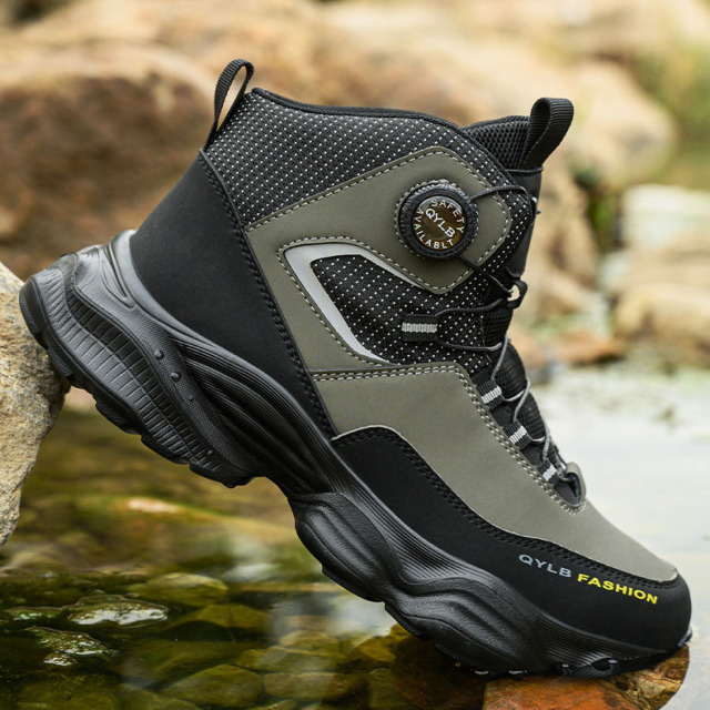 Stock of Anti-smash Middle Help Work Shoes Anti-stab Non-slip Steel Head Men's Work Safety Shoes