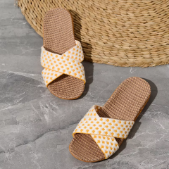 Custom Lady Woman Linen Slippers Sandals Fashion Fish-Mouth Home Slippers Couples Colorful Cross-strap Linen Slippers