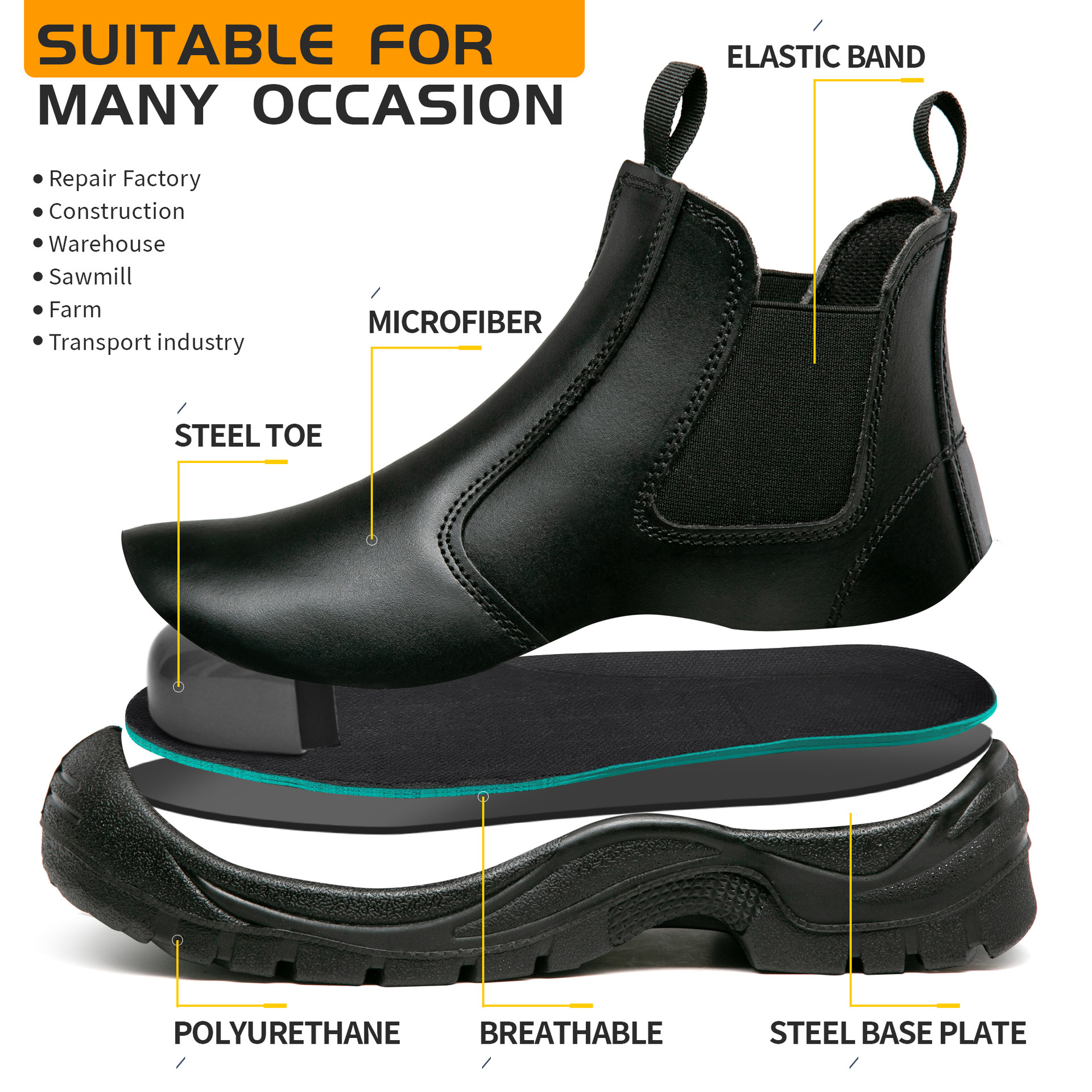 Large Size 38-46 Anti-smashing Work Shoes Stab-proof Men's Safety Shoes