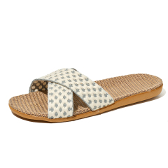 Custom Lady Woman Linen Slippers Sandals Fashion Fish-Mouth Home Slippers Couples Colorful Cross-strap Linen Slippers