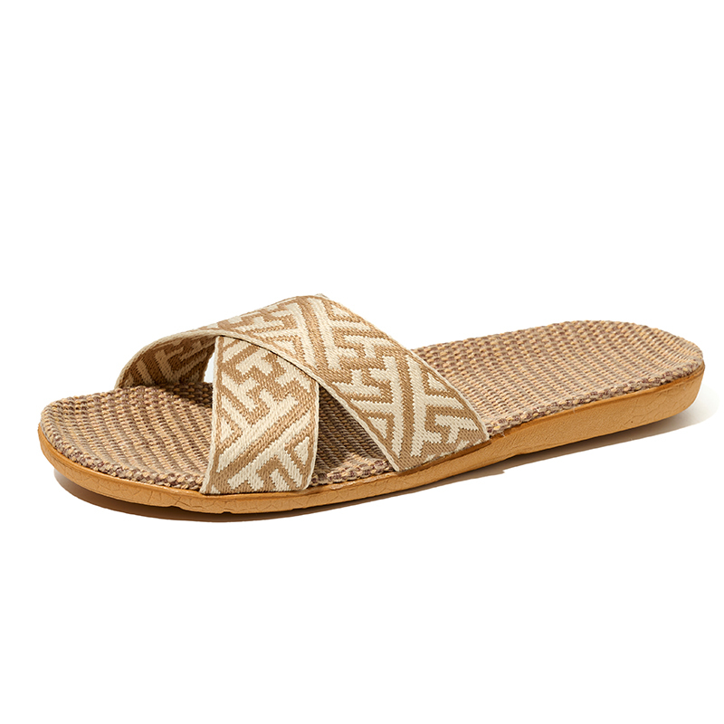 Hot Sale Custom Soft Healthy Linen Slipper for Couples Wholesale Indoor Outdoor Anti-slip Women's Linen Slides Slippers