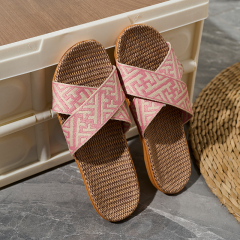 Hot Sale Custom Soft Healthy Linen Slipper for Couples Wholesale Indoor Outdoor Anti-slip Women's Linen Slides Slippers