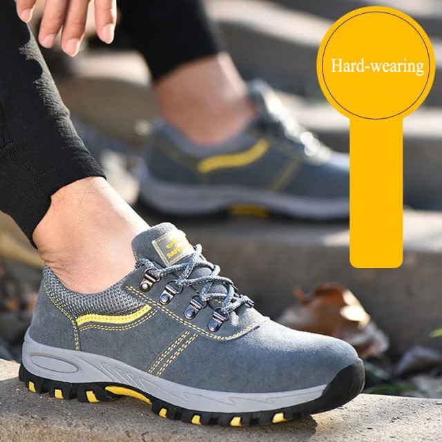 High Quality Men's Work Boots Non-slip Widened Steel Head Shoes Anti-fall and Stab-proof Men's Leisure Safety Shoes