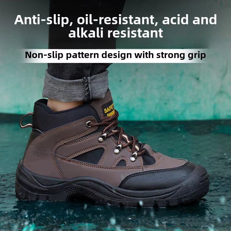 Factory Custom Wholesale Men's Outdoor Leisure Work Upper Fashion Anti-puncture Non-slip Work Safety Shoes
