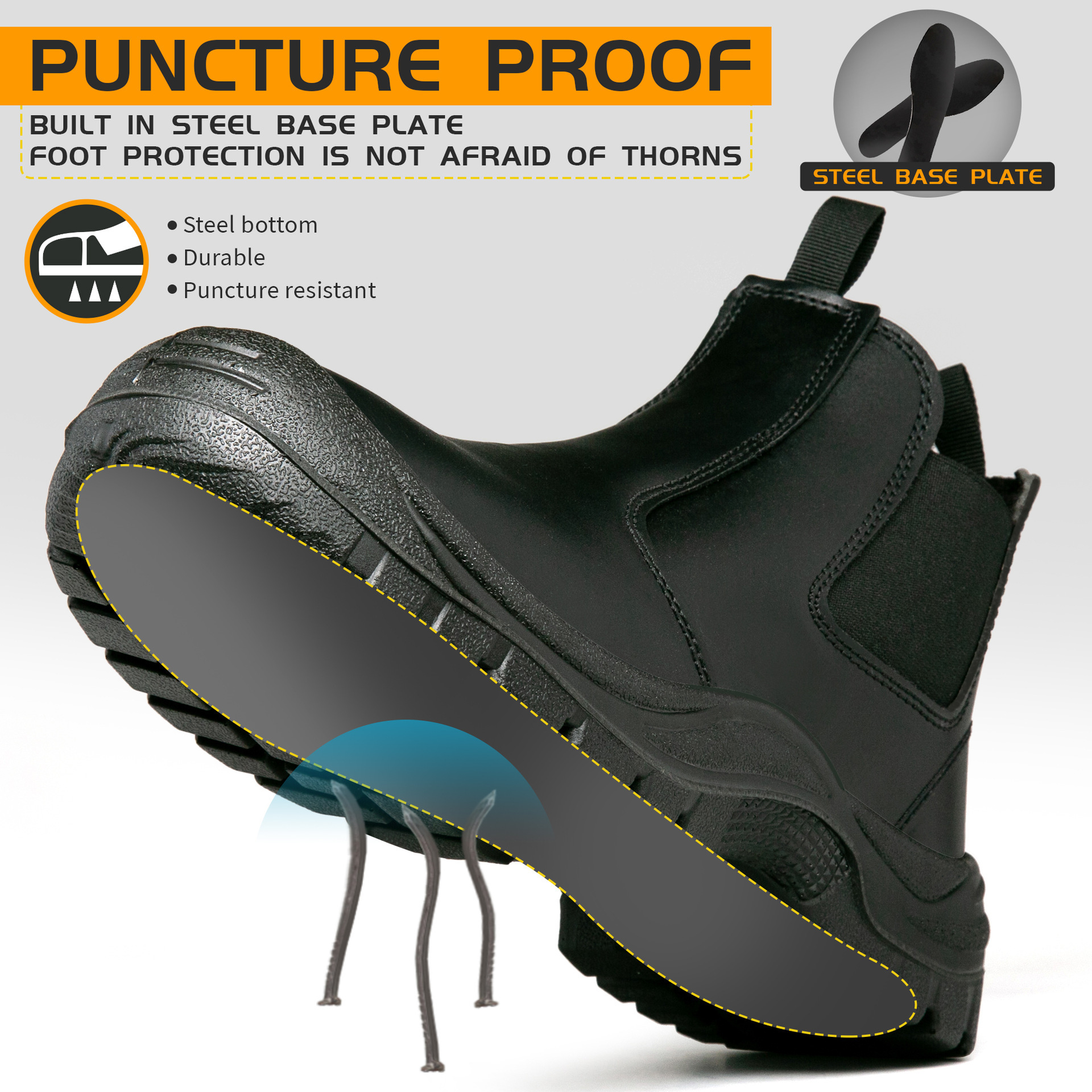Large Size 38-46 Anti-smashing Work Shoes Stab-proof Men's Safety Shoes