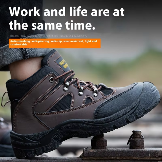 Factory Custom Wholesale Men's Outdoor Leisure Work Upper Fashion Anti-puncture Non-slip Work Safety Shoes