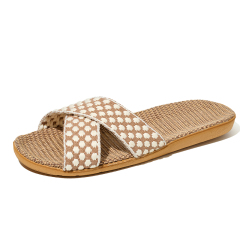 Custom Lady Woman Linen Slippers Sandals Fashion Fish-Mouth Home Slippers Couples Colorful Cross-strap Linen Slippers