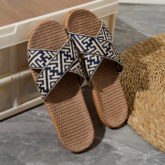 Hot Sale Custom Soft Healthy Linen Slipper for Couples Wholesale Indoor Outdoor Anti-slip Women's Linen Slides Slippers