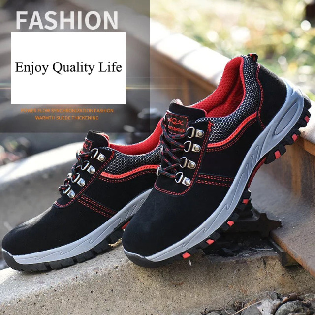 High Quality Men's Work Boots Non-slip Widened Steel Head Shoes Anti-fall and Stab-proof Men's Leisure Safety Shoes