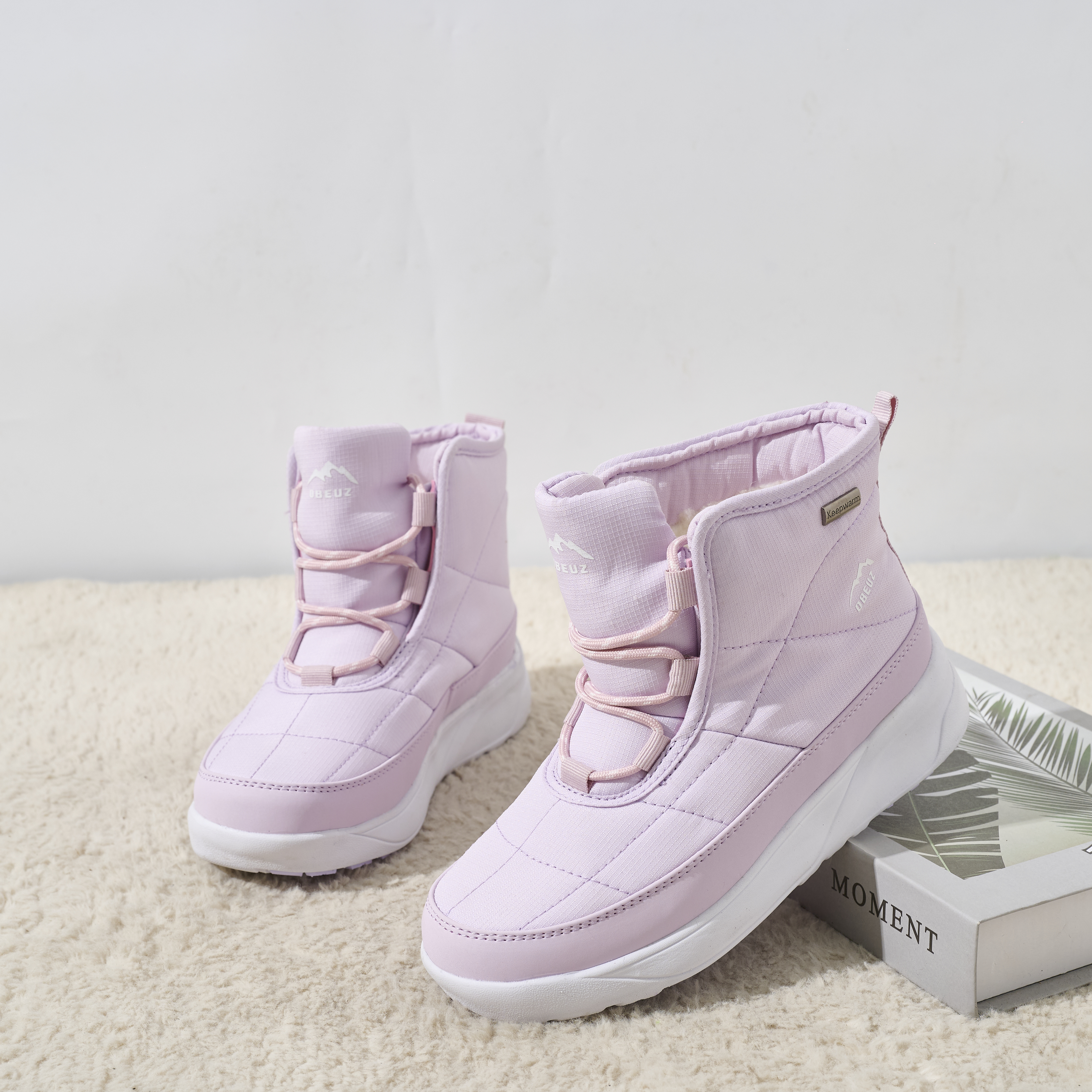 BAIRUILUN Customized Winter Outdoor Ice Grip Snow Boots Premium Women's Wool-Lined Snow Boots for Export Cold-Resistant to -30°C