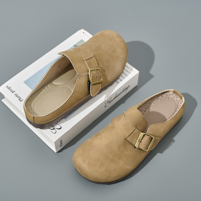Mule Clogs Flats Comfortable Plus Size Flat Platform Closed Toe Protective Soft Outsole Non-Slip Moccasins Flats