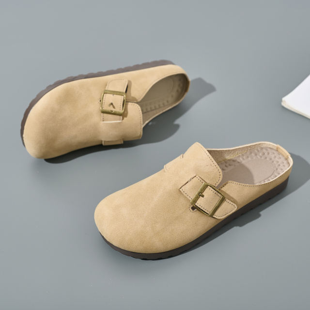 Mule Clogs Flats Comfortable Plus Size Flat Platform Closed Toe Protective Soft Outsole Non-Slip Moccasins Flats