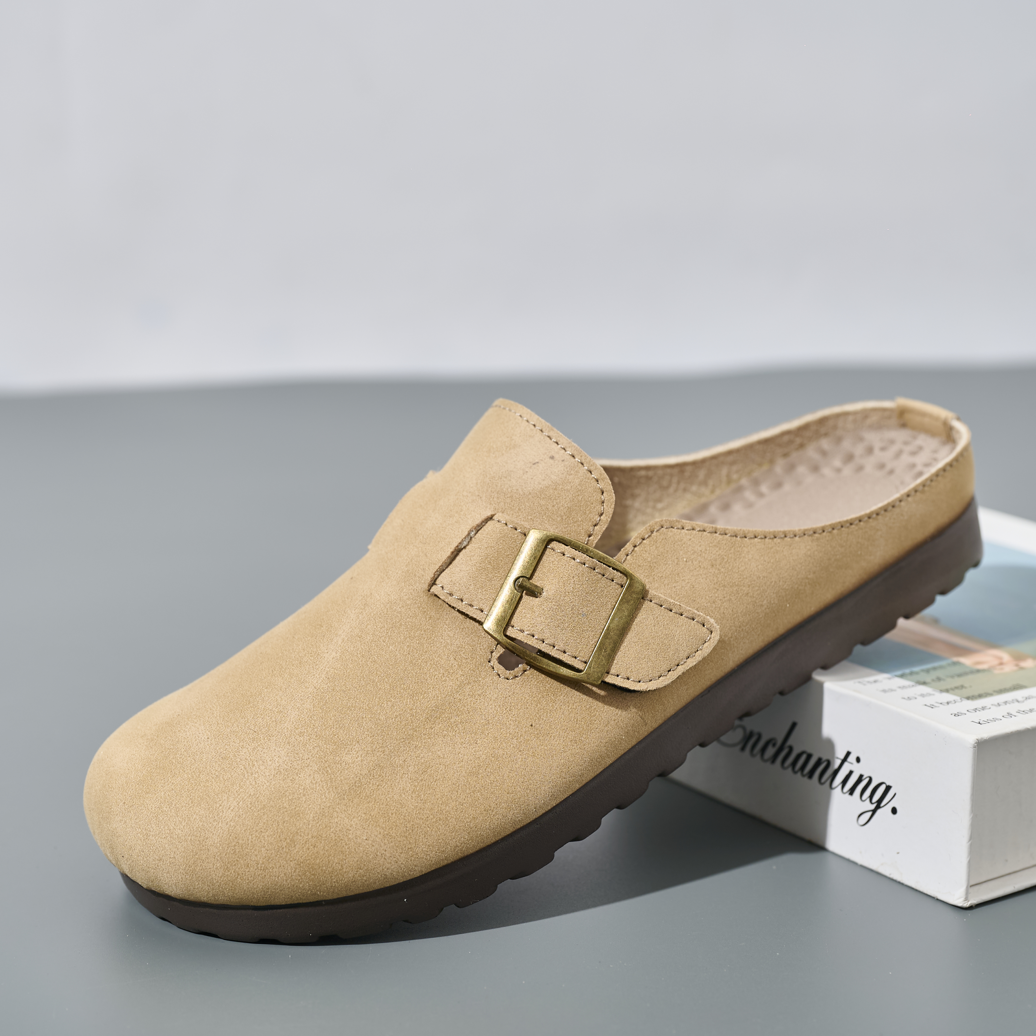 Mule Clogs Flats Comfortable Plus Size Flat Platform Closed Toe Protective Soft Outsole Non-Slip Moccasins Flats